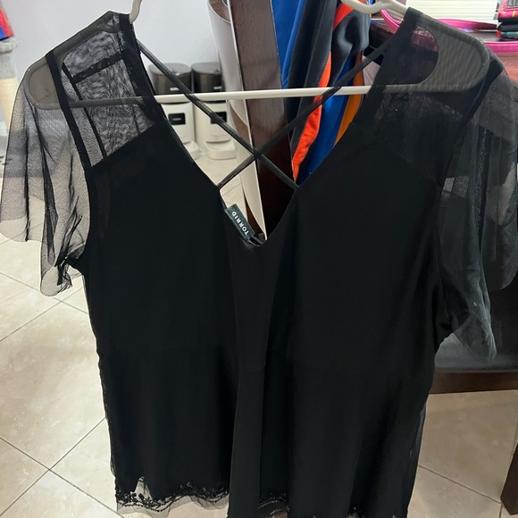 Torrid Black Asymmetrical Embellished Blouse - Picture 2 of 3